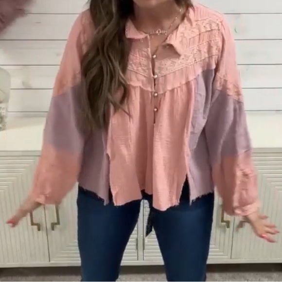 POL beautiful rose mauve and purple button down shirt - Picture 2 of 6